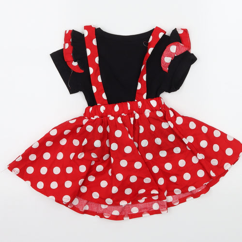 Preworn Girls Red Polka Dot Jersey Skirt/ Skort Set Outfit/Set Size 3-6 Months
