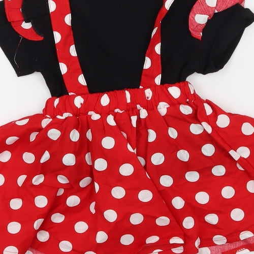 Preworn Girls Red Polka Dot Jersey Skirt/ Skort Set Outfit/Set Size 3-6 Months