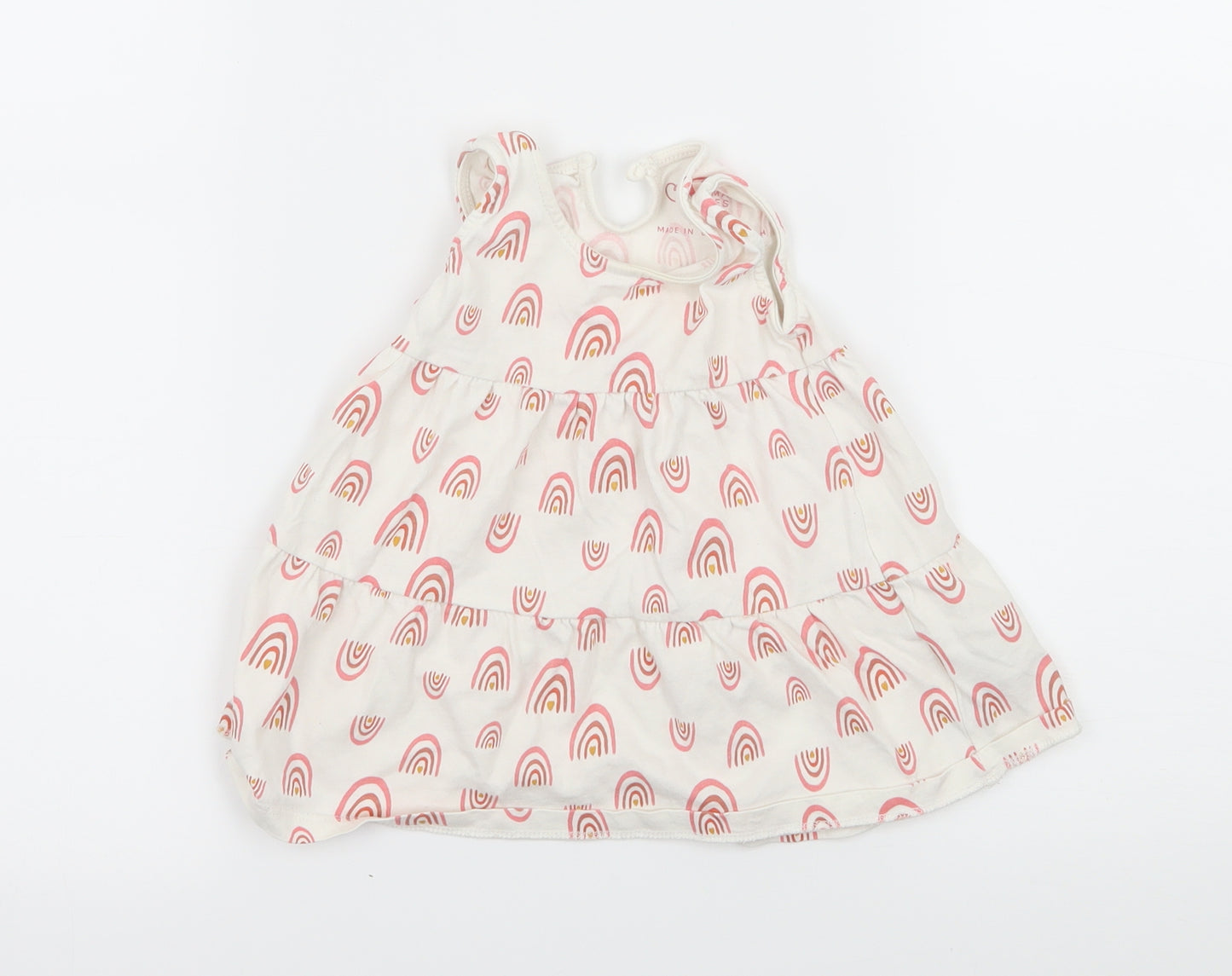 Primark Girls White Geometric Jersey Tank Dress  Size 6-9 Months