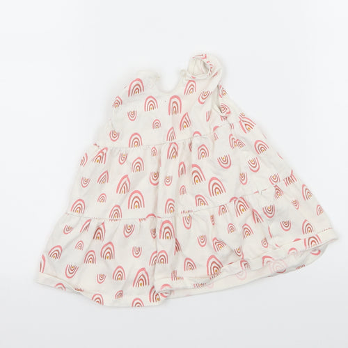 Primark Girls White Geometric Jersey Tank Dress  Size 6-9 Months