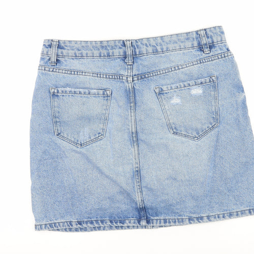 New Look Womens Blue  Denim A-Line Skirt Size 12  - Distresssed
