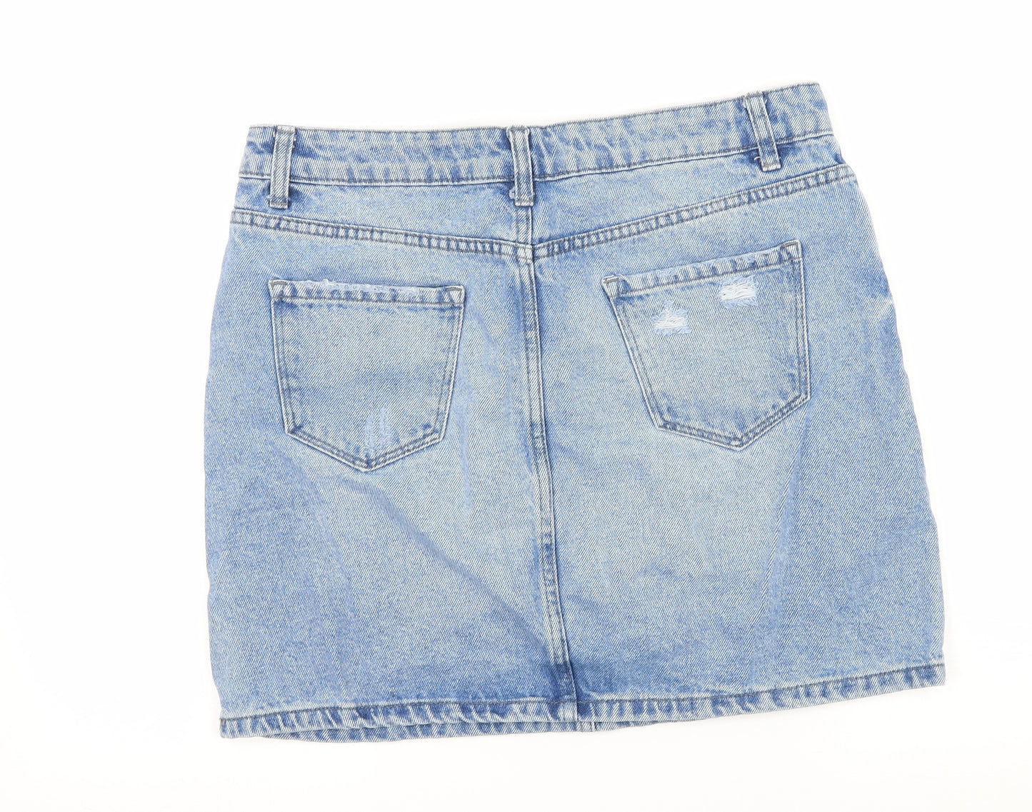 New Look Womens Blue  Denim A-Line Skirt Size 12  - Distresssed