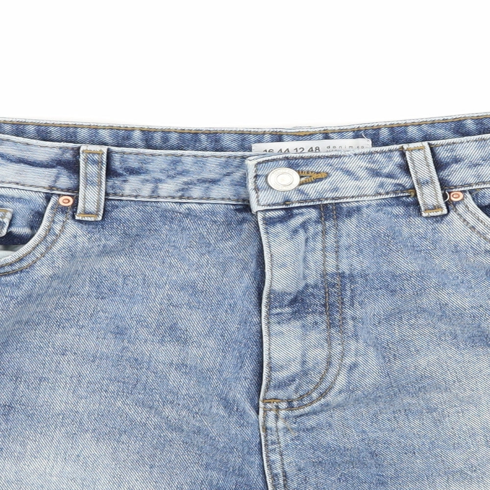 Denim & Co. Womens Blue  Denim Hot Pants Shorts Size 16