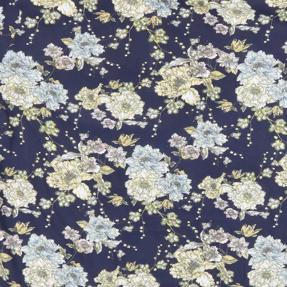 H&M Womens Blue Floral  Basic Blouse Size 8