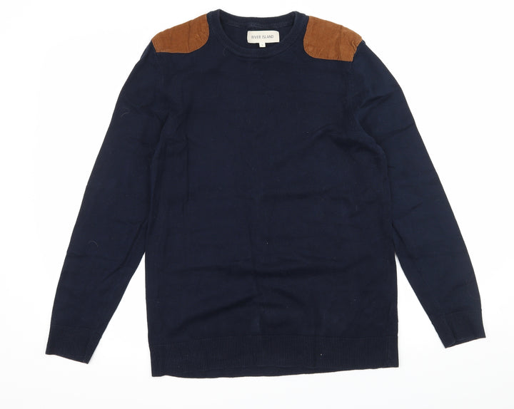 River Island Mens Black  Knit Pullover Jumper Size S