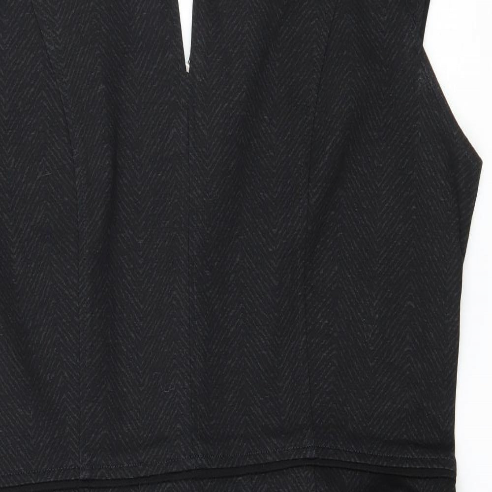 NEXT Womens Black Striped Jersey Sheath  Size 14