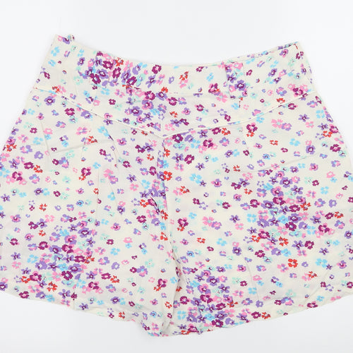 Papaya Womens White Floral  Paperbag Shorts Size 14