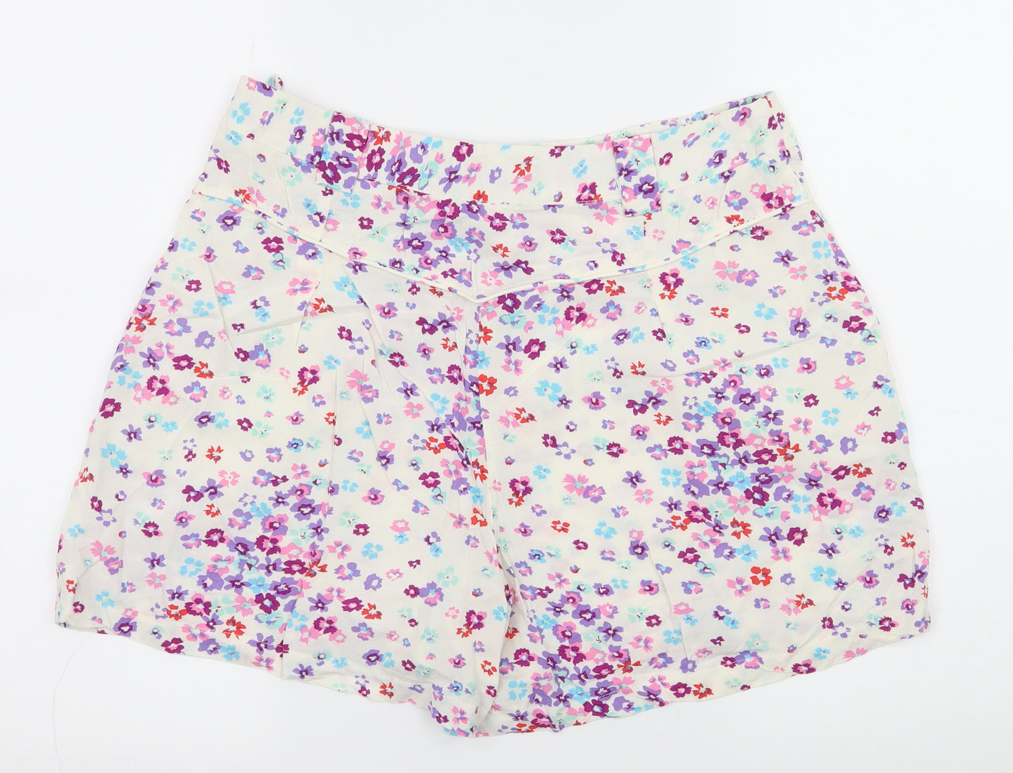 Papaya Womens White Floral  Paperbag Shorts Size 14