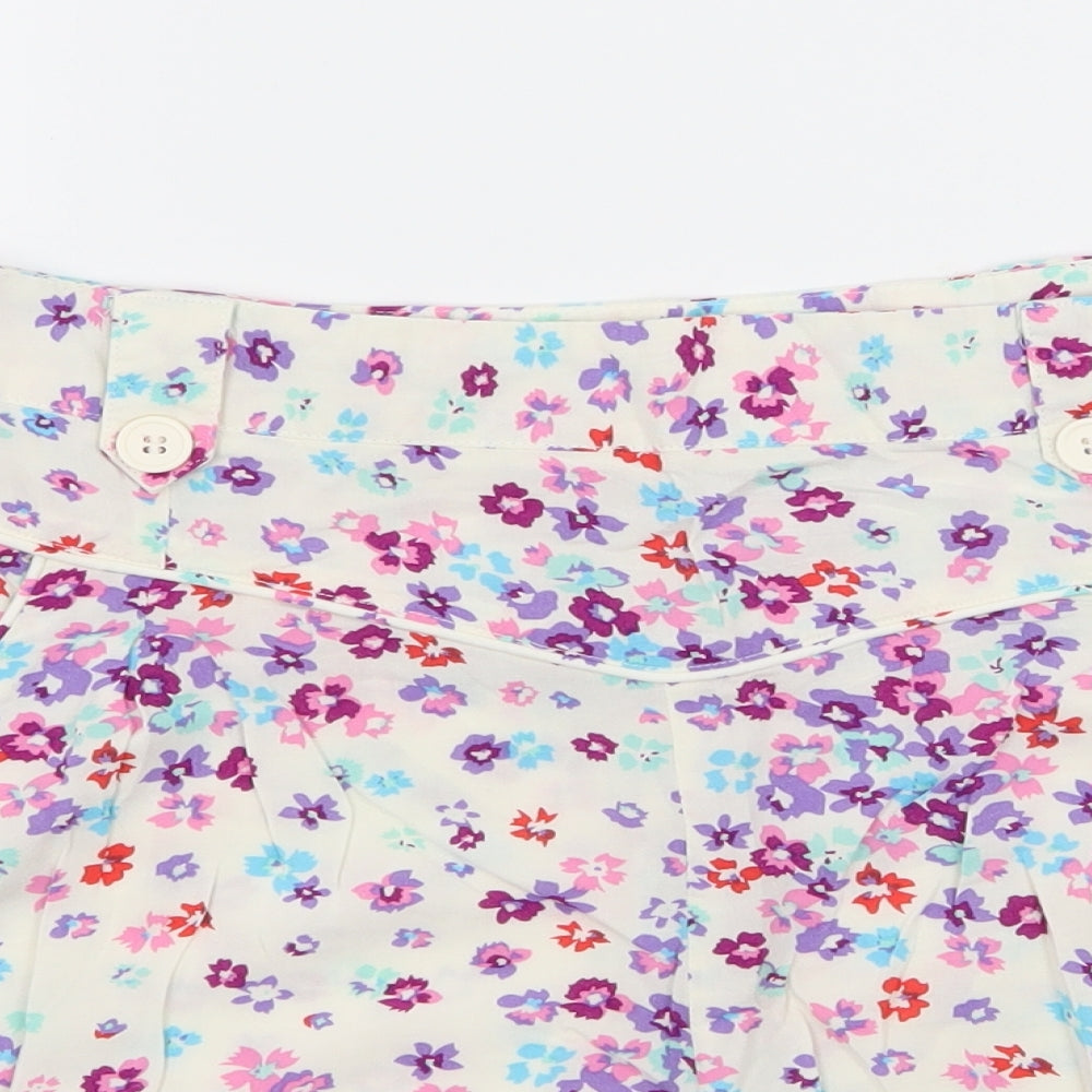 Papaya Womens White Floral  Paperbag Shorts Size 14