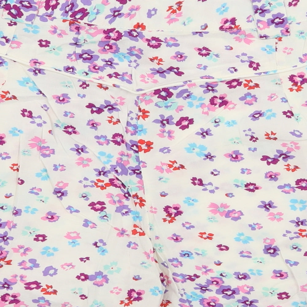 Papaya Womens White Floral  Paperbag Shorts Size 14