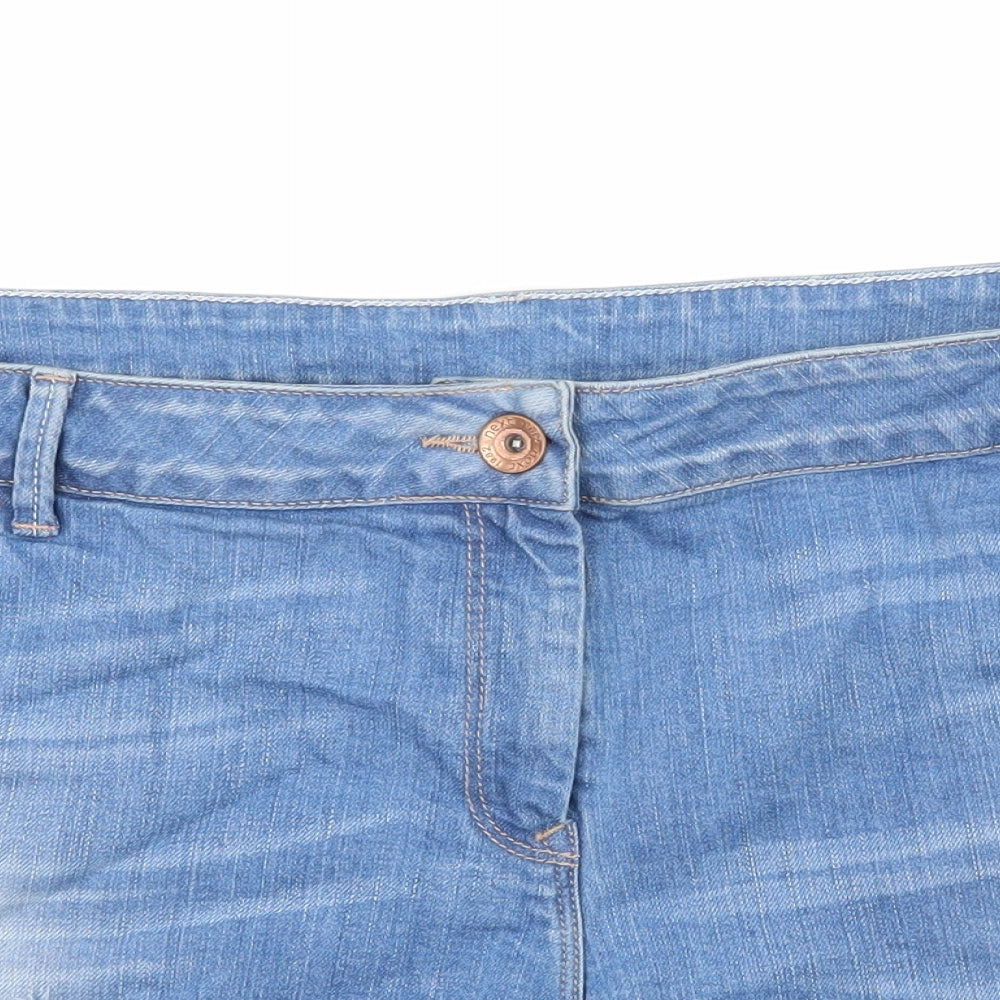 NEXT Womens Blue  Denim Hot Pants Shorts Size 18 - Distressed