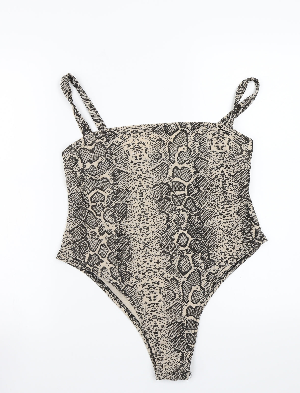 Boohoo Womens Beige Animal Print  Bodysuit One-Piece Size 14