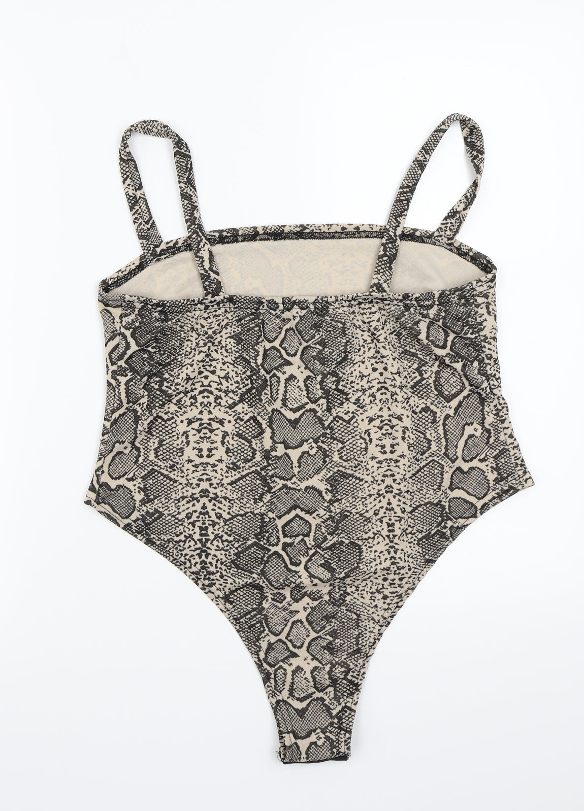 Boohoo Womens Beige Animal Print  Bodysuit One-Piece Size 14