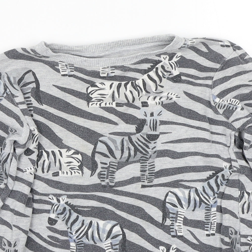 NEXT Girls Grey Animal Print  Basic T-Shirt Size 6-7 Years