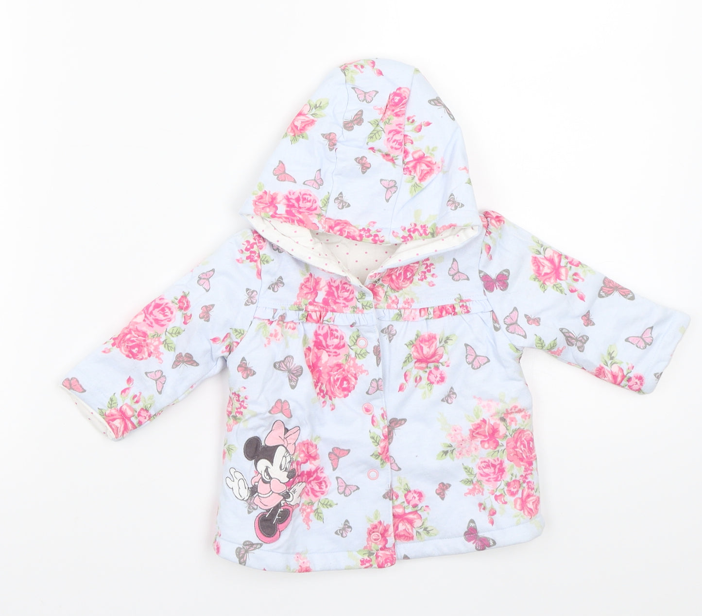 George Girls Blue Floral  Jacket Coat Size 0-3 Months  - Minnie mouse