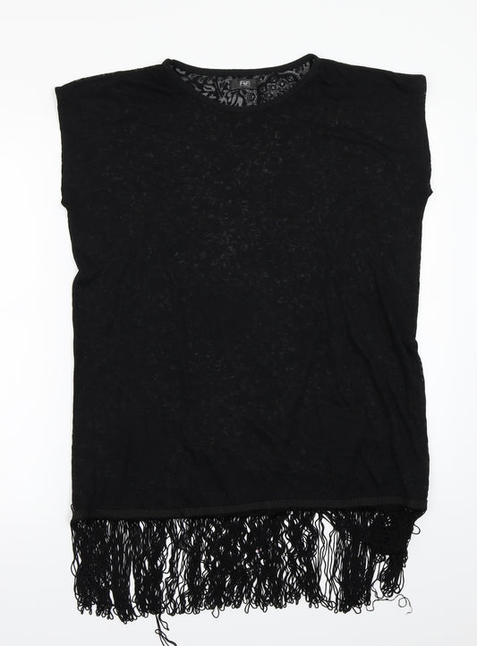 Front view of F&F women’s black basic t-shirt, size S