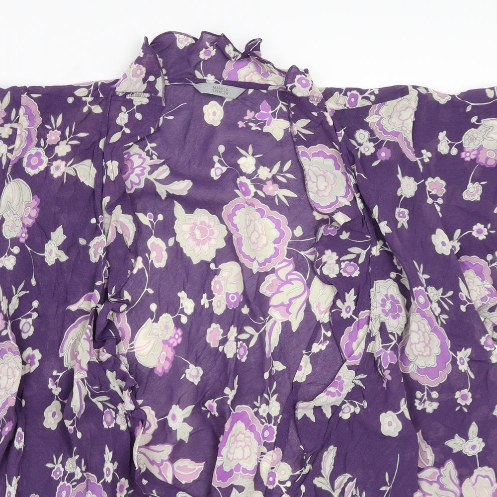 Marks and Spencer Womens Purple Floral  Basic T-Shirt Size 20