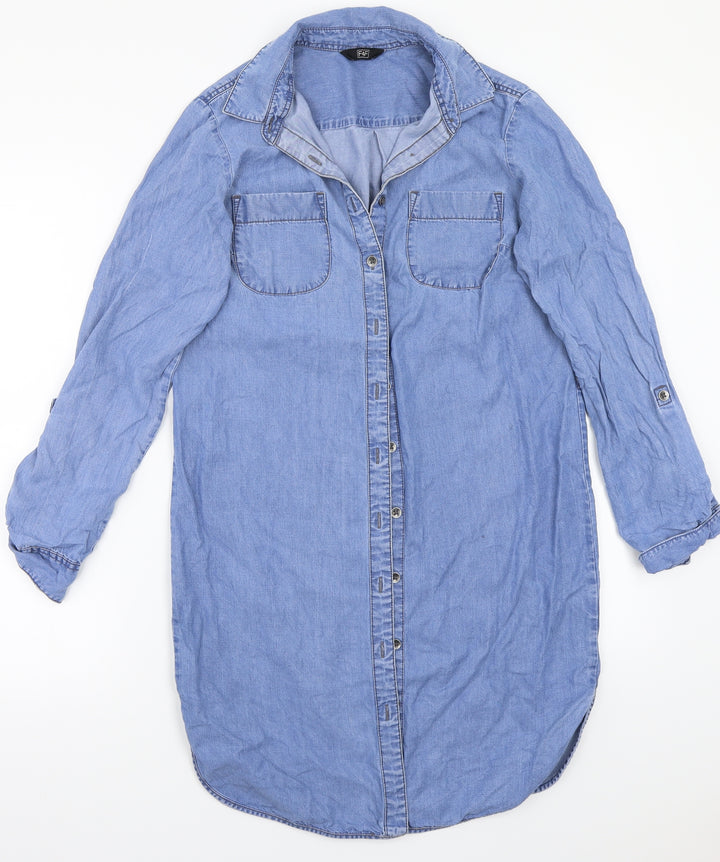 F&F Womens Blue Basic Button-Up Size 6