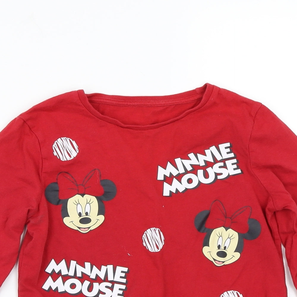 George Girls Red  Canvas Basic T-Shirt Size 5-6 Years  - Minnie mouse