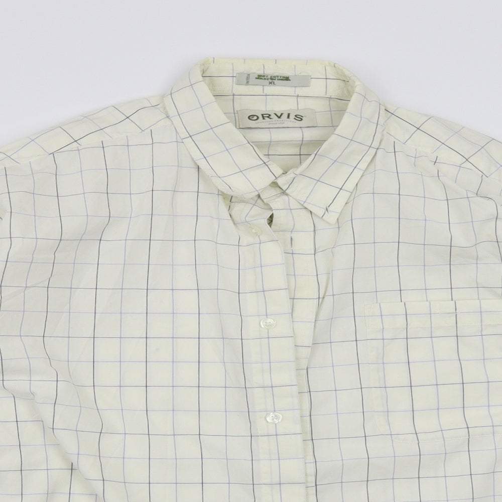 Orvis Mens Ivory Check   Button-Up Size XL