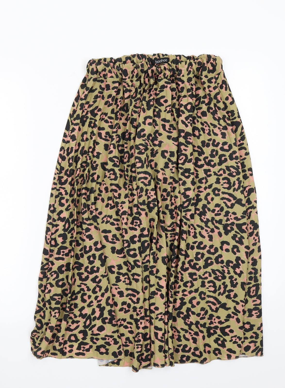 Boohoo Womens Beige Animal Print  A-Line Skirt Size 18