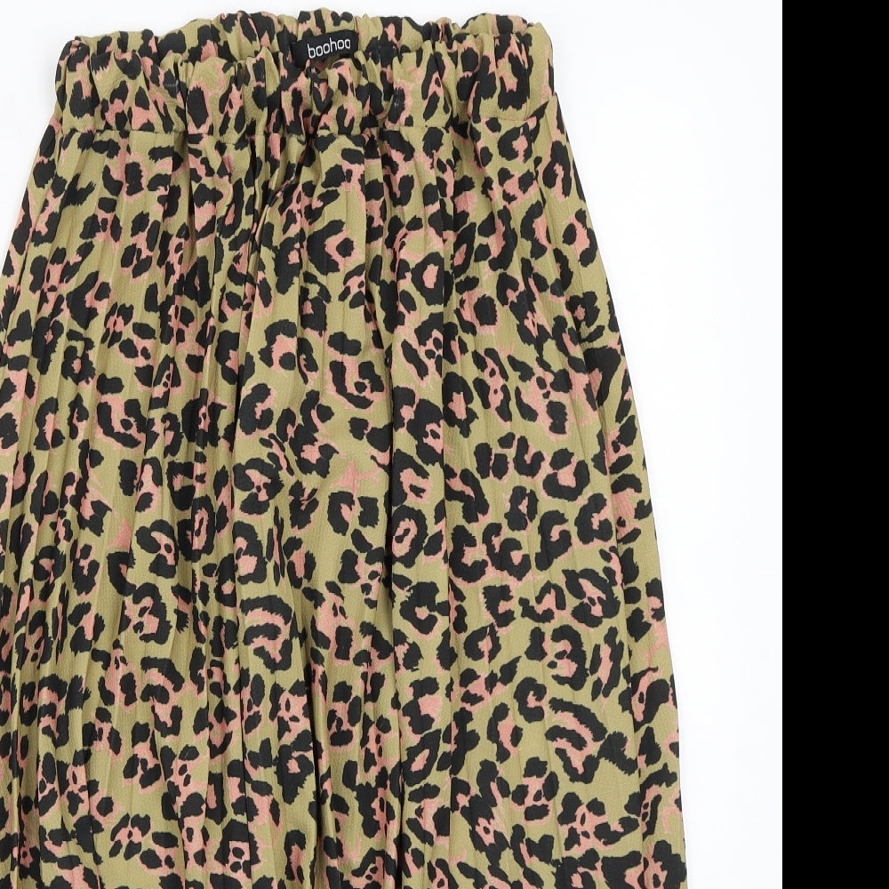 Boohoo Womens Beige Animal Print  A-Line Skirt Size 18