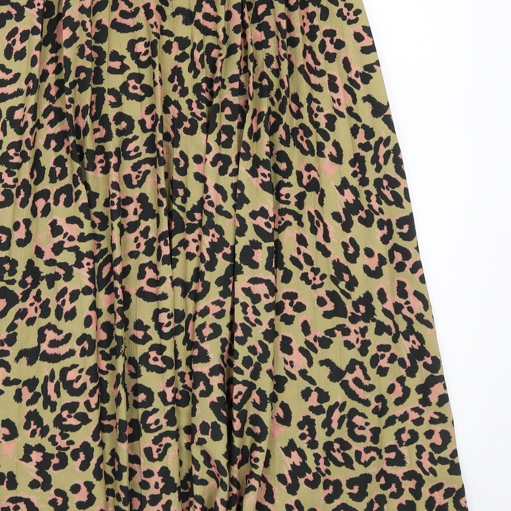 Boohoo Womens Beige Animal Print  A-Line Skirt Size 18
