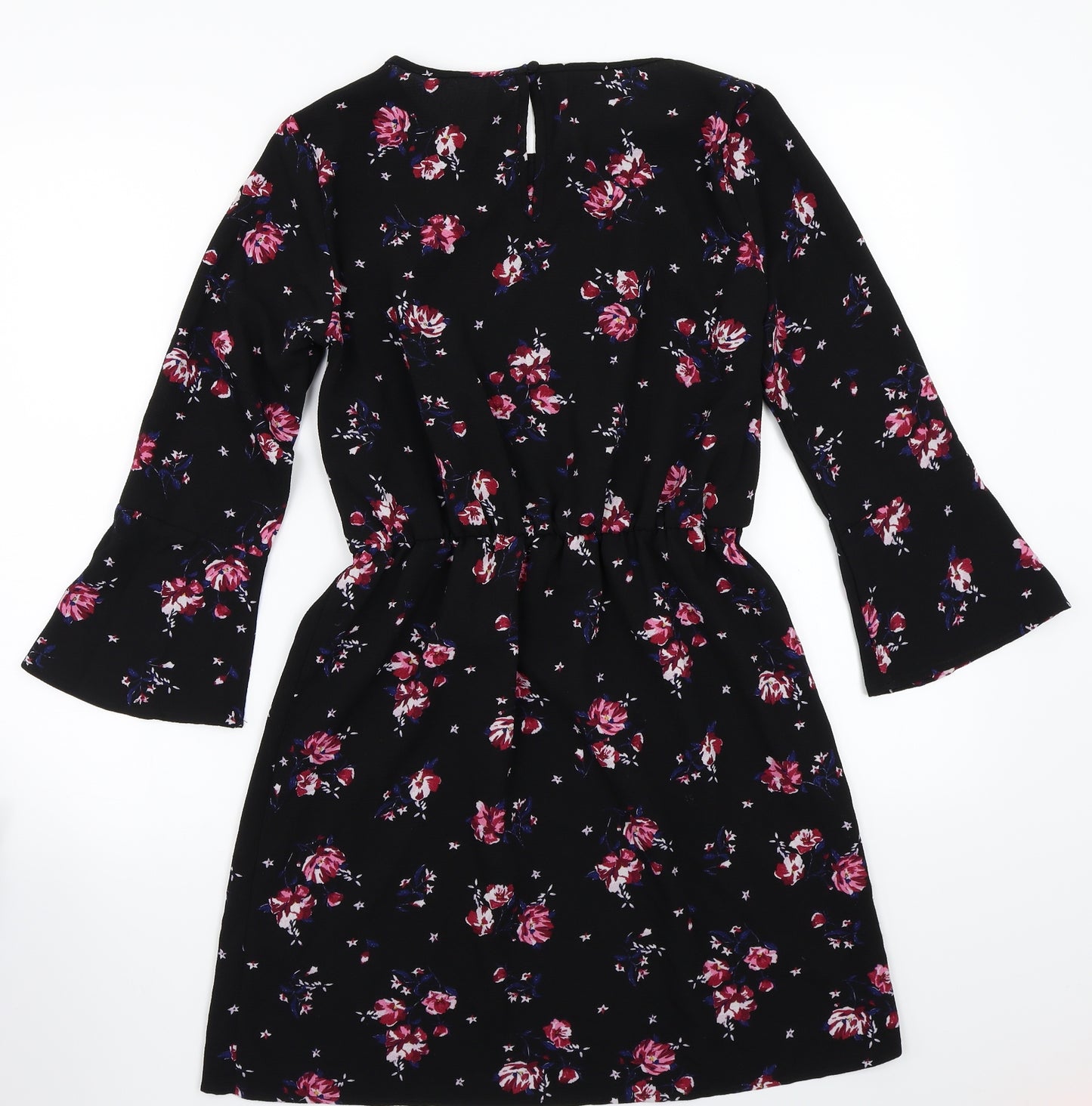 H&M Womens Black Floral Rayon A-Line  Size 4