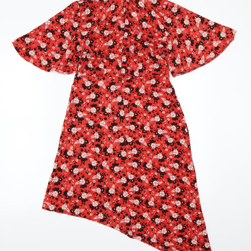 Priimark Womens Red Floral  A-Line  Size 8
