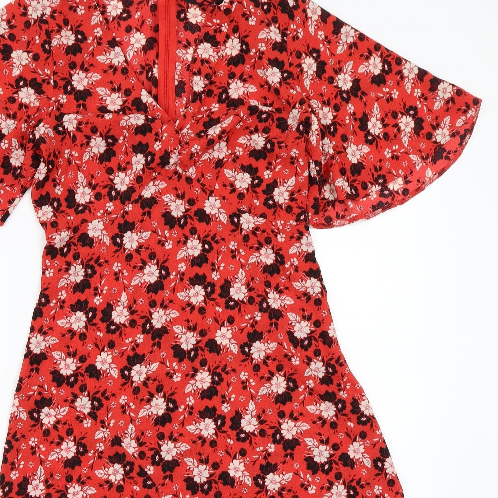 Priimark Womens Red Floral  A-Line  Size 8