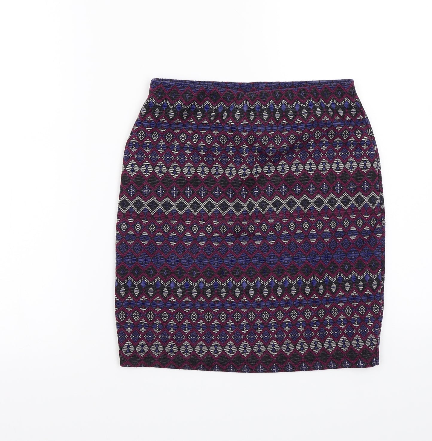 Newlook Womens Purple Geometric  A-Line Skirt Size 8