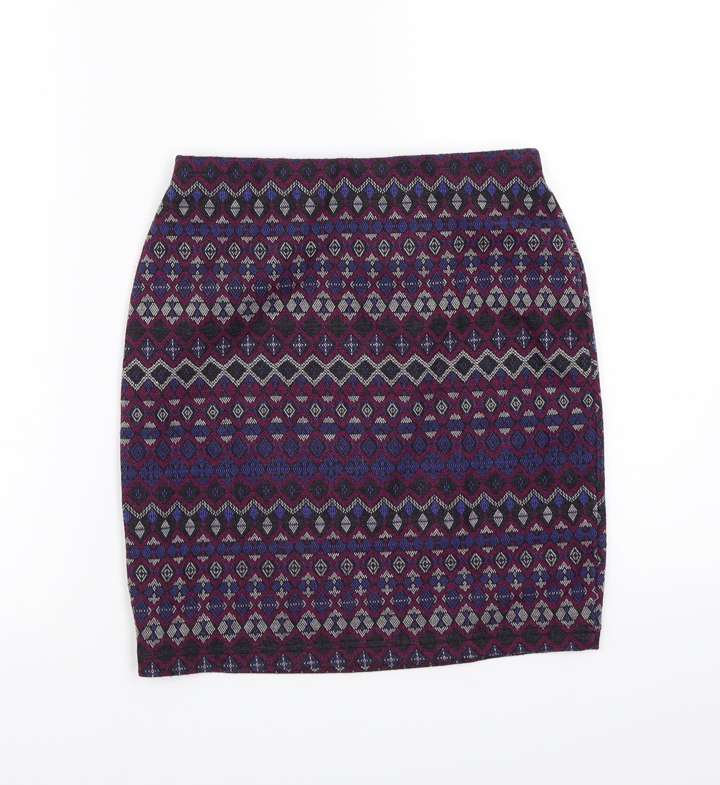 Newlook Womens Purple Geometric  A-Line Skirt Size 8