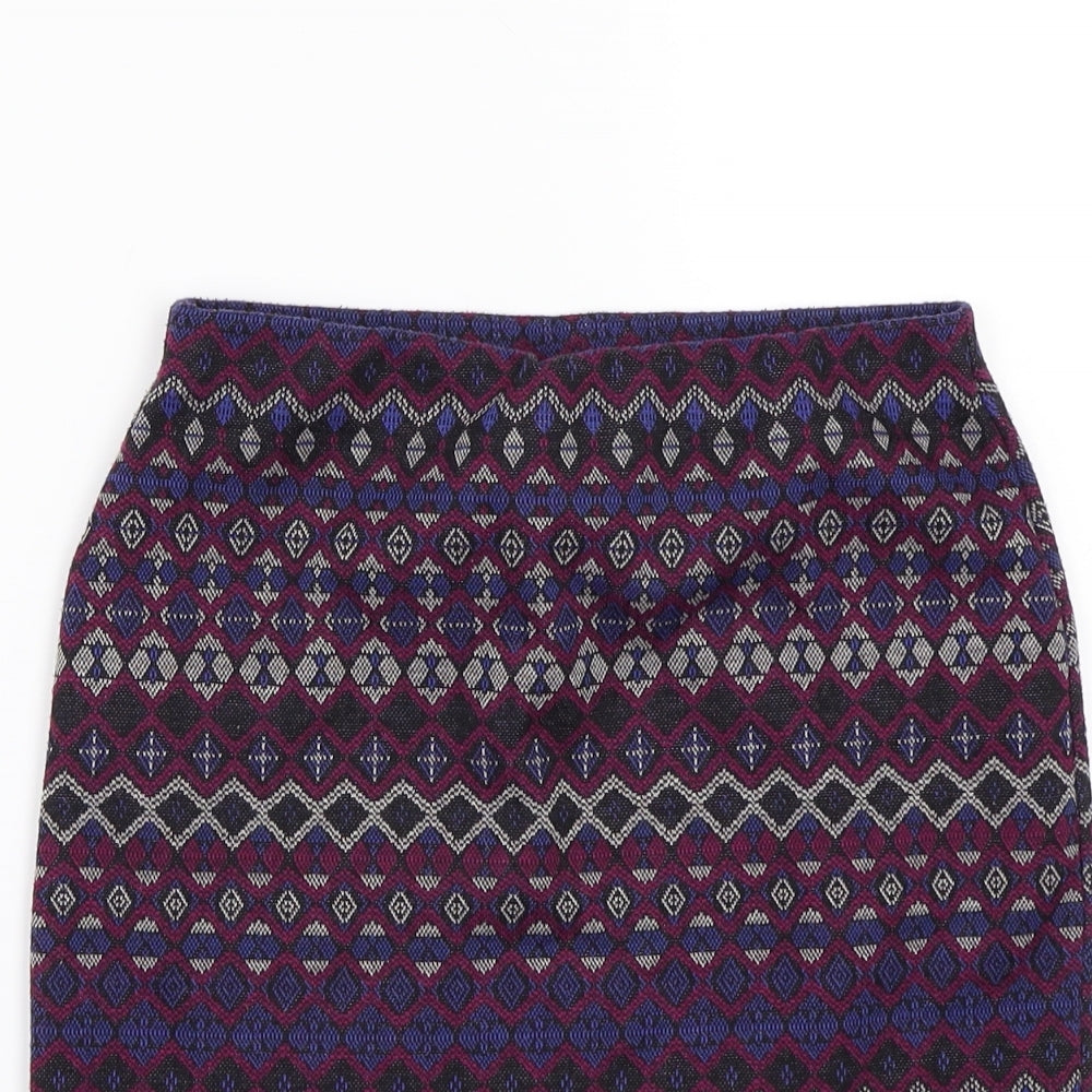 Newlook Womens Purple Geometric  A-Line Skirt Size 8