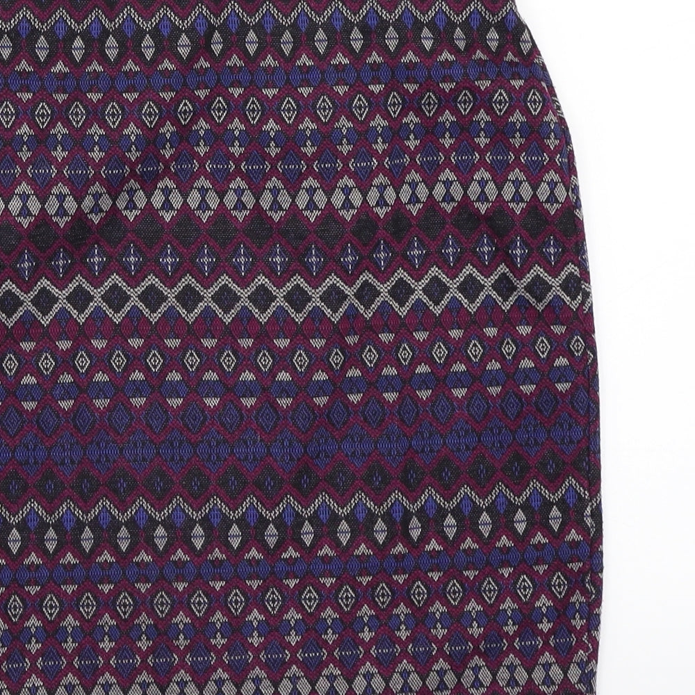 Newlook Womens Purple Geometric  A-Line Skirt Size 8