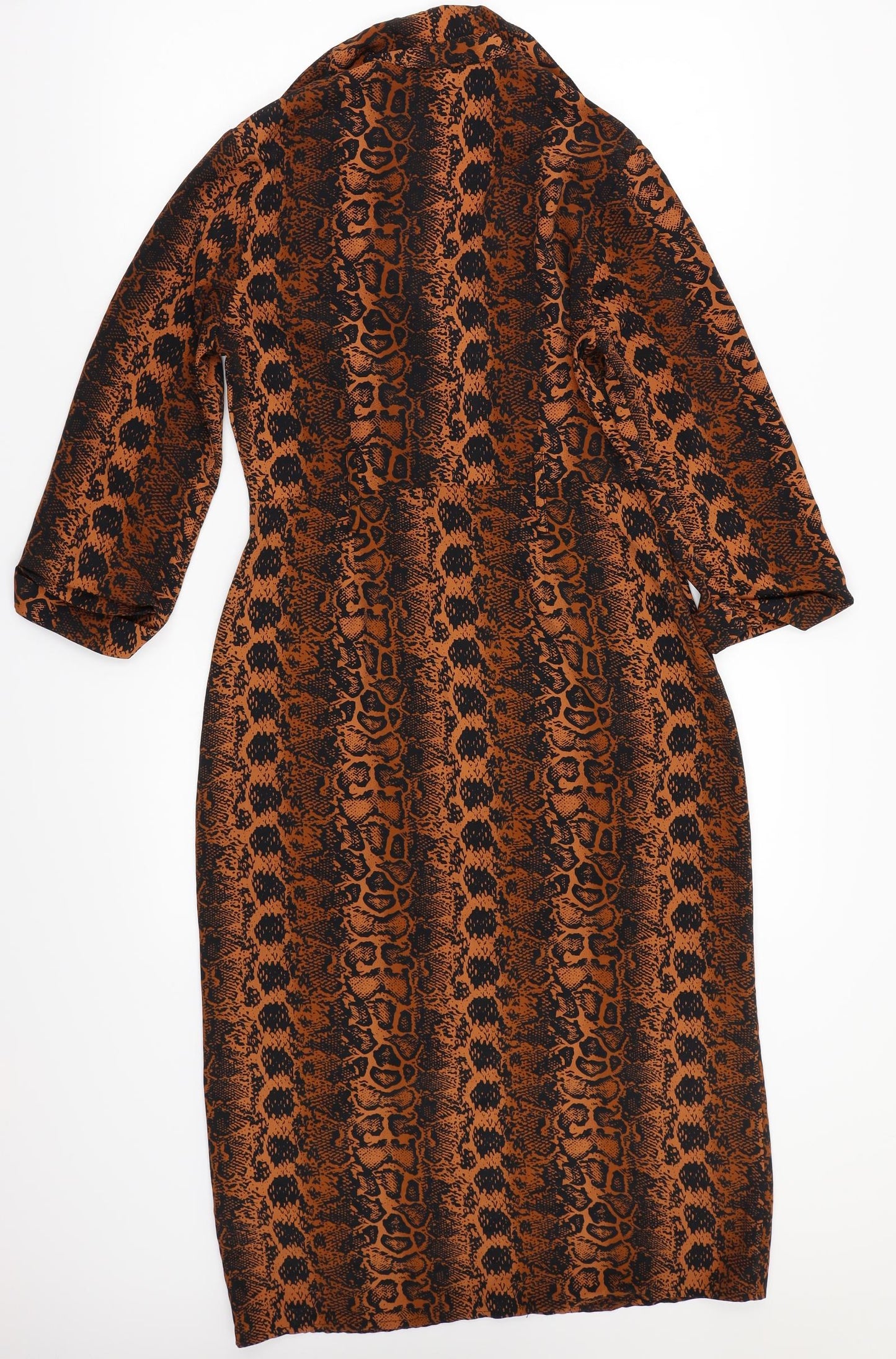 Primark Womens Brown Animal Print Rayon A-Line  Size 8