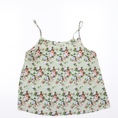 Peacocks Womens Green Floral  Basic Tank Size 14