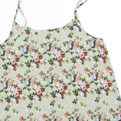 Peacocks Womens Green Floral  Basic Tank Size 14