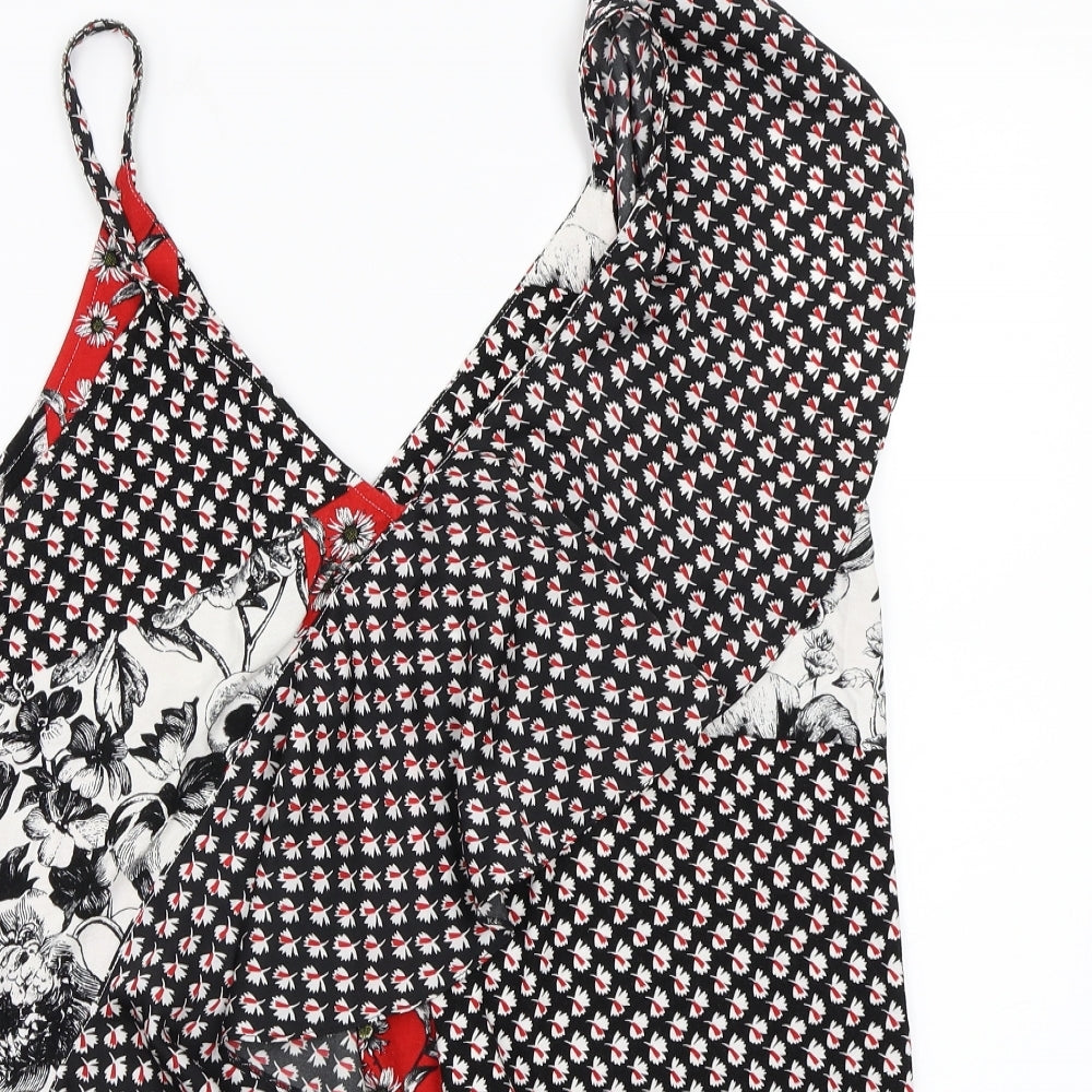 NEXT Womens Black Floral  Basic Tank Size 16