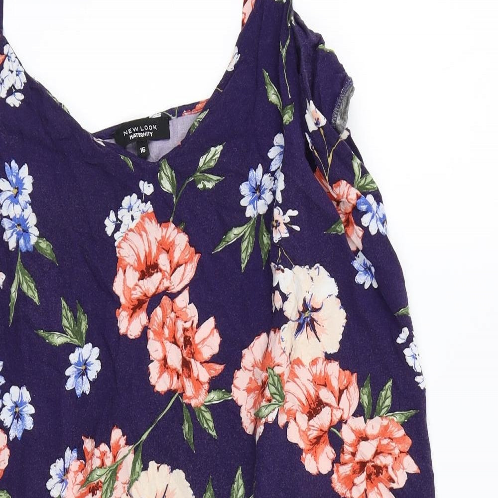 Newlook Womens Purple Floral  A-Line  Size 16