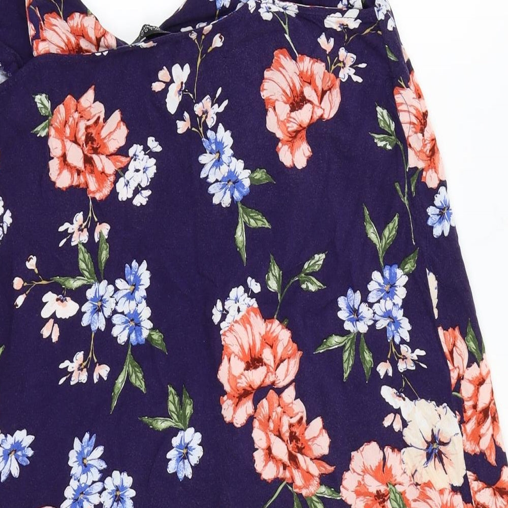 Newlook Womens Purple Floral  A-Line  Size 16