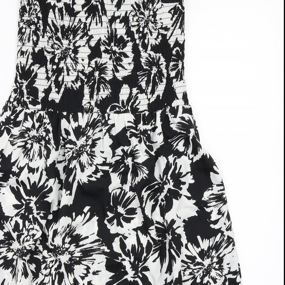 Studio Womens Black Floral  A-Line  Size 12