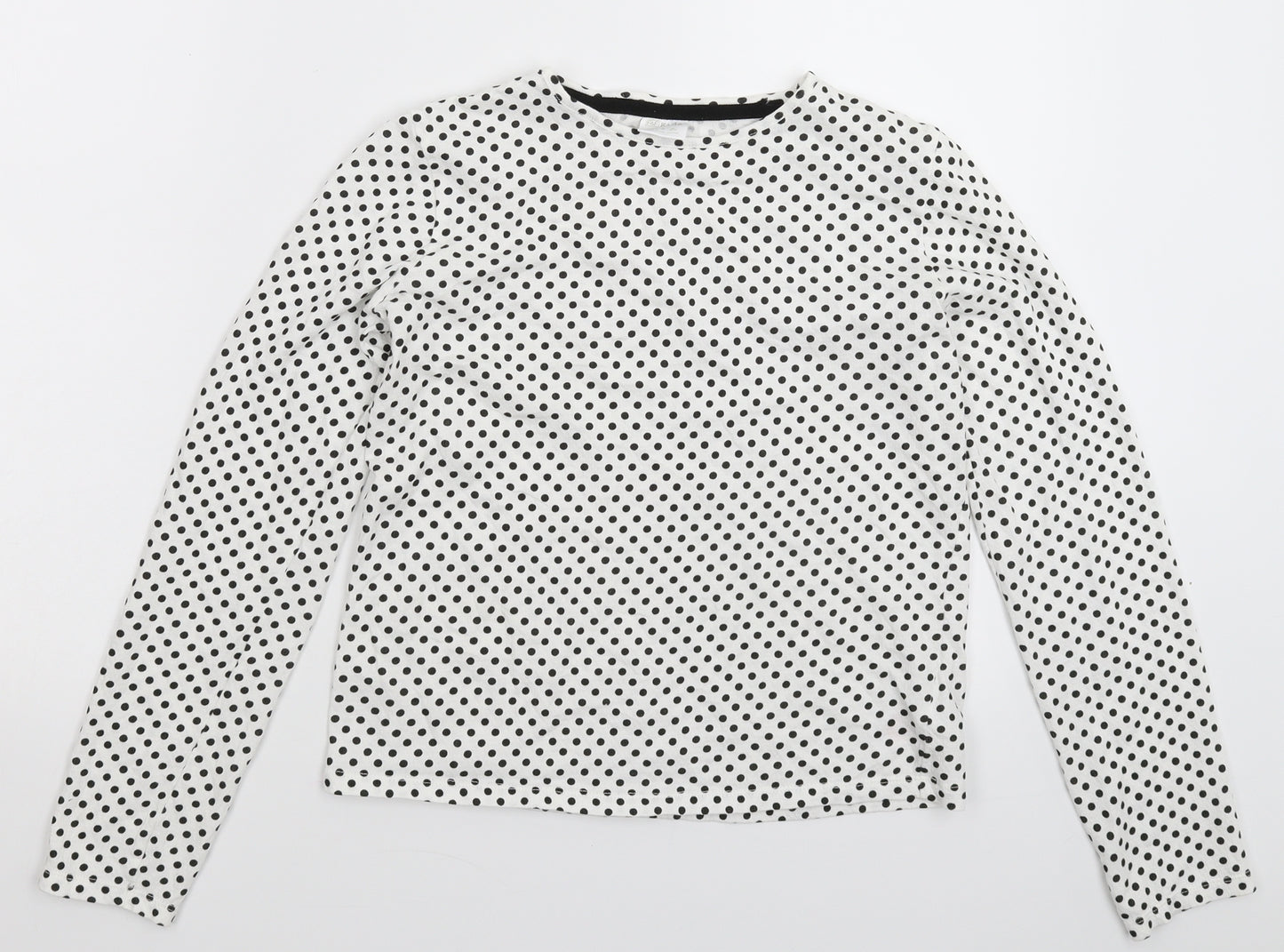 H&M Girls White Polka Dot  Basic T-Shirt Size 13-14 Years