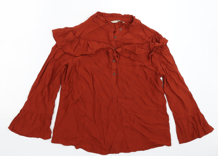 TU Womens Brown Basic Button-Up Size 14