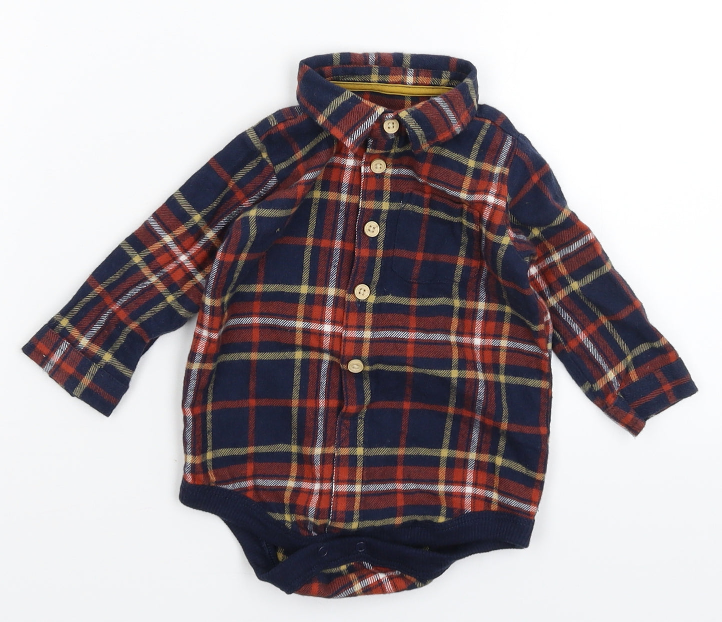 Matalan Baby Multicoloured Check  Babygrow One-Piece Size 6-9 Months