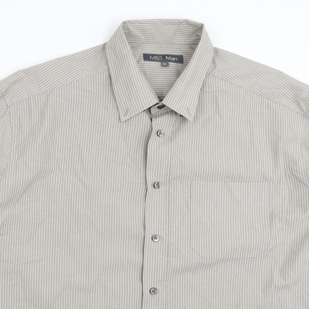 Marks and Spencer Mens Grey Striped   Dress Shirt Size XL
