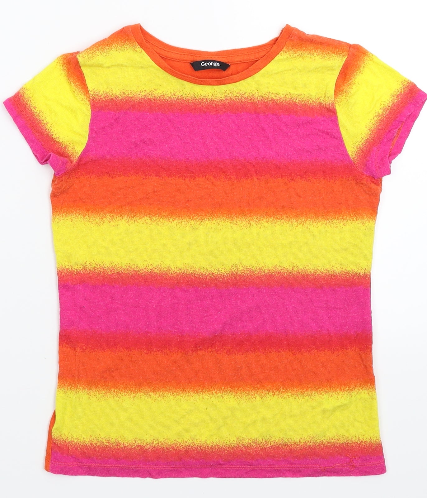George Girls Multicoloured Striped  Basic T-Shirt Size 6-7 Years