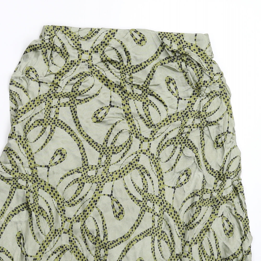 H&M Womens Green Geometric  Flare Skirt Size 6