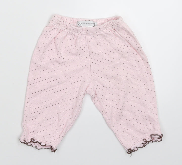 Puddles n Bubbles Girls Pink Spotted  Sweatpants Trousers Size 6-9 Months