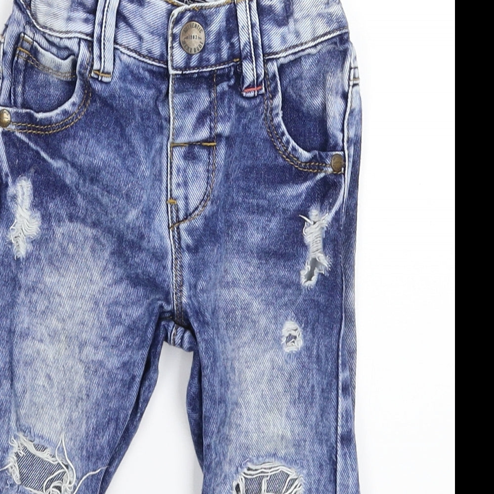 NEXT Baby Blue  Denim Capri Jeans Size 12-18 Months  - Distressed