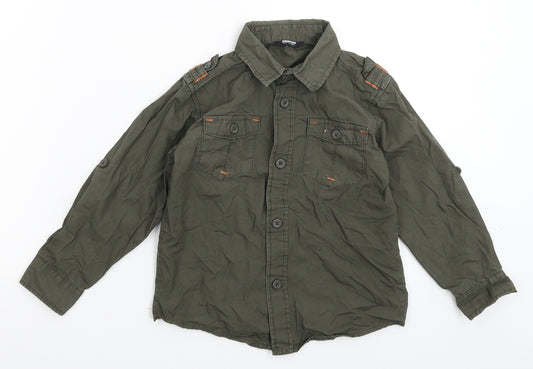Front view of George boys’ grey basic button-up, size 4-5, years